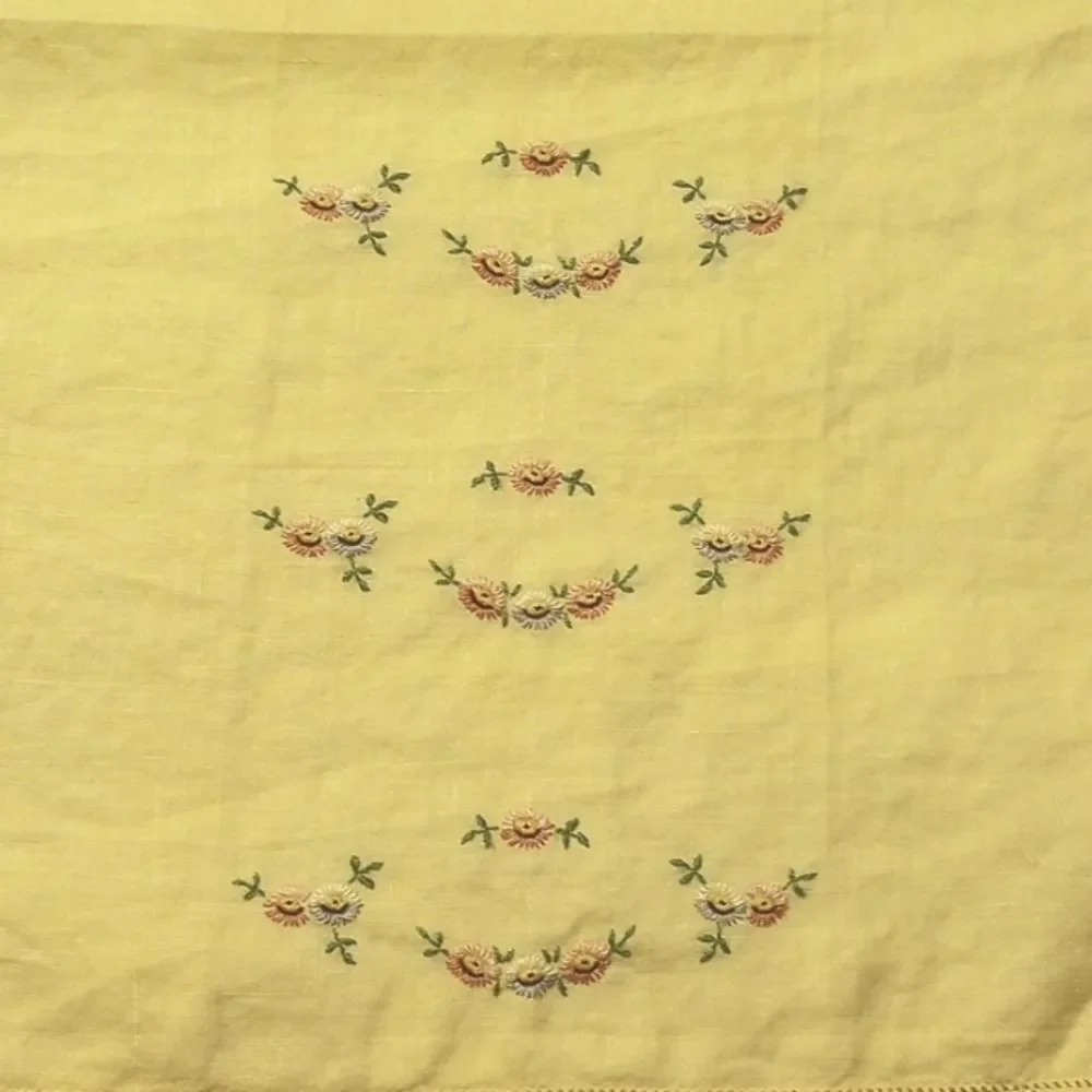 Set of Three Vintage Hand Embroidered Cloth Place Mats